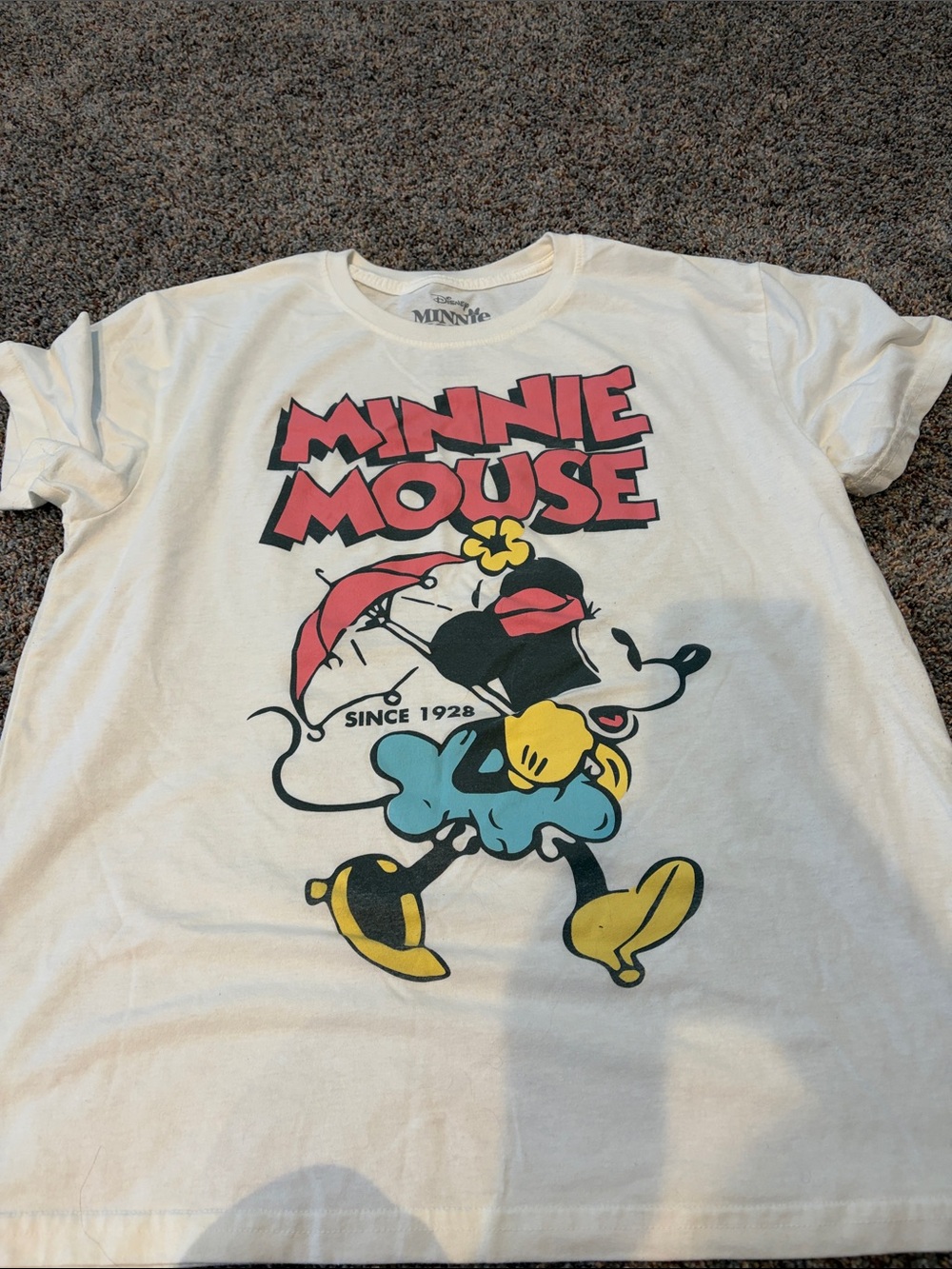 Disney Minnie Mouse Cream Graphic Tee with Red, Yellow & Blue Accents